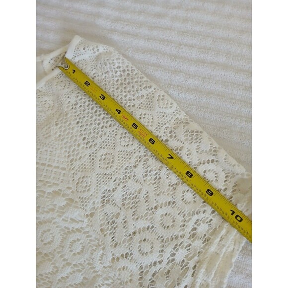 Chaps Womens Blouse Beige Ivory Lace Lined Short Sleeve Scoop Neck Size 1X Beach - Picture 12 of 14